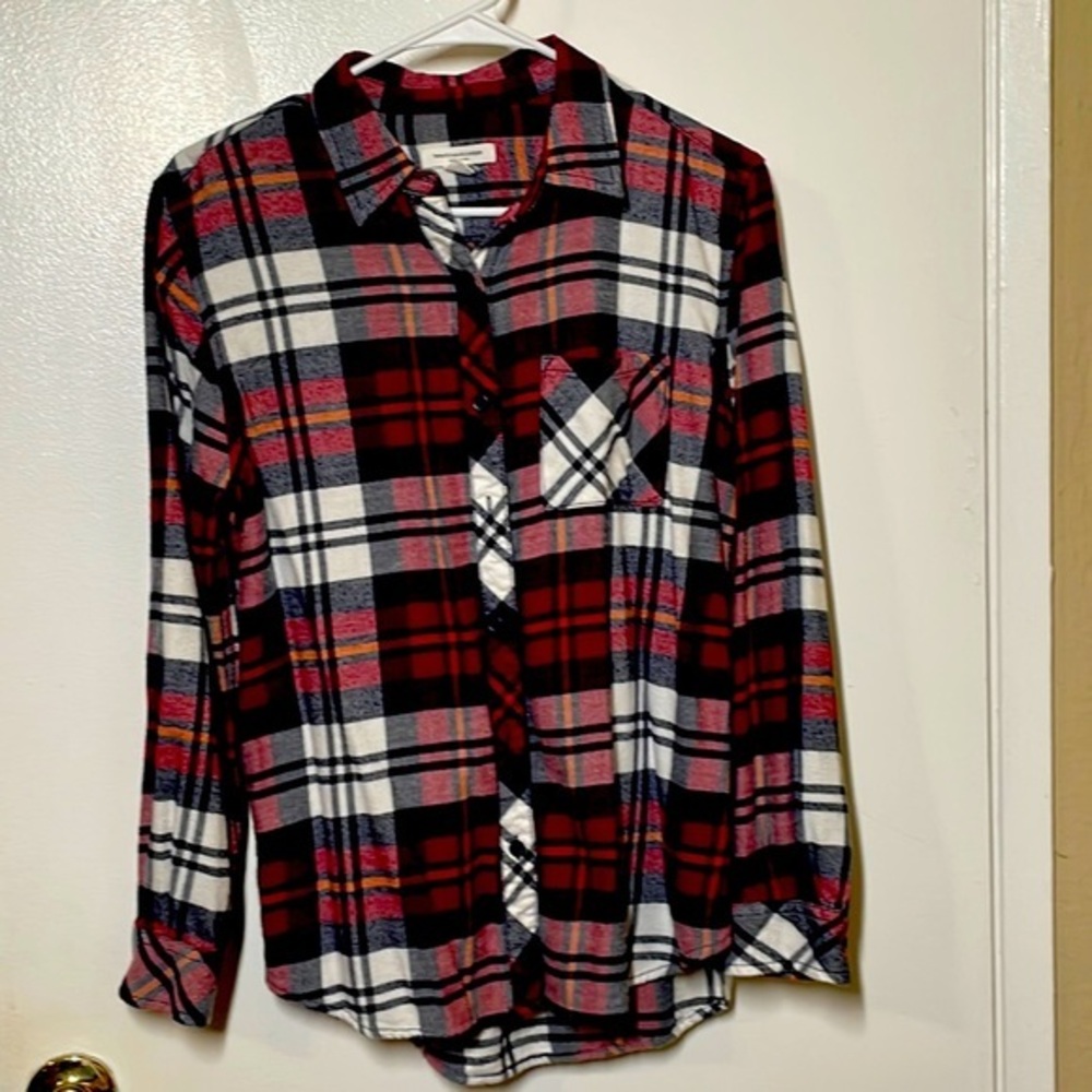 Ladies Button Up Flannel Shirt